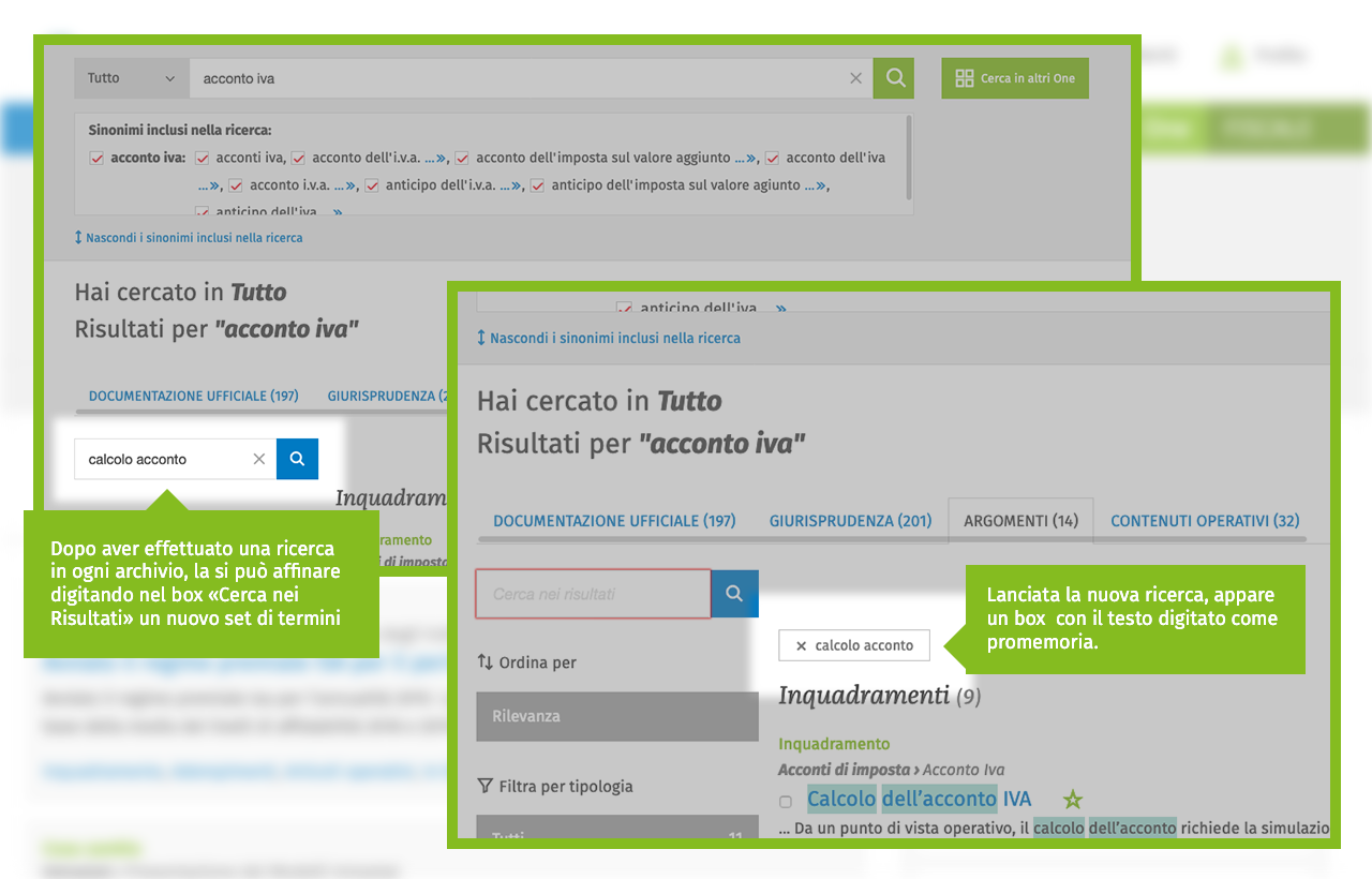 cerca nei risultati funzionalità